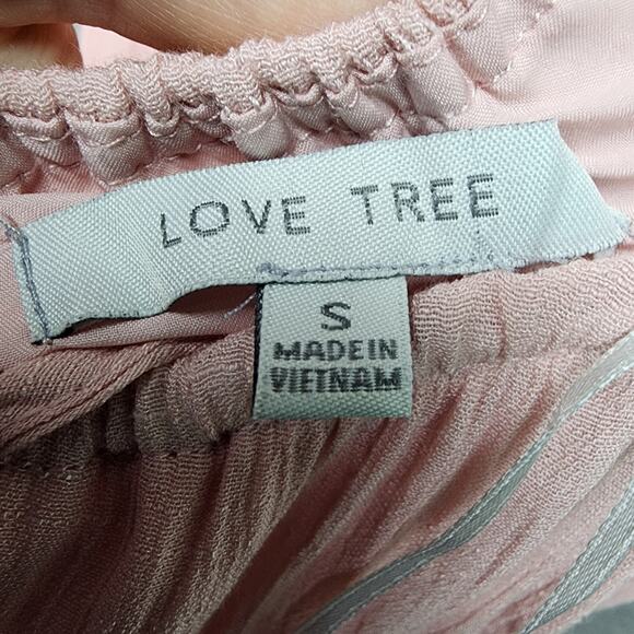 Love Tree Dress Women SMALL Pink Ruffled Crinkle Gauze Lined Beach Coastal Summe - Picture 11 of 13